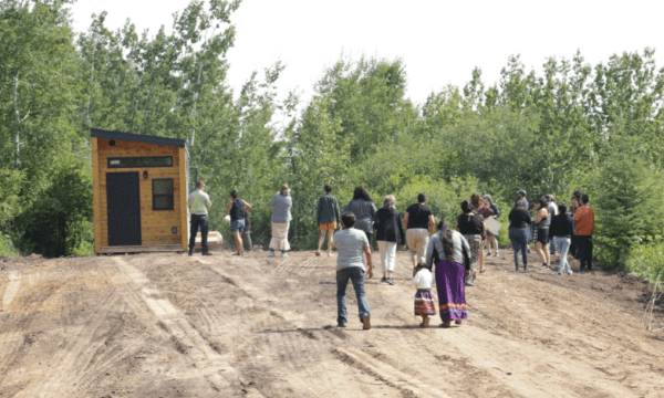 Guardian Bear presents his new home to his community in Northern Manitoba.